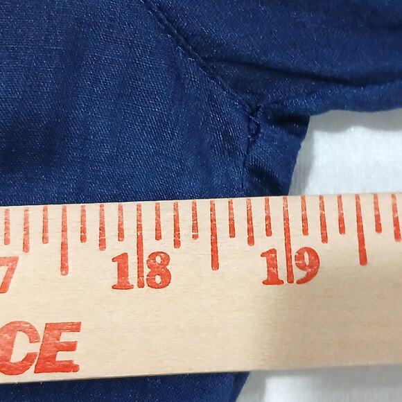 Banana Republic Dress Womens Large Blue Long Sleeve Soft Shirred Ramie Buttons - Picture 11 of 13